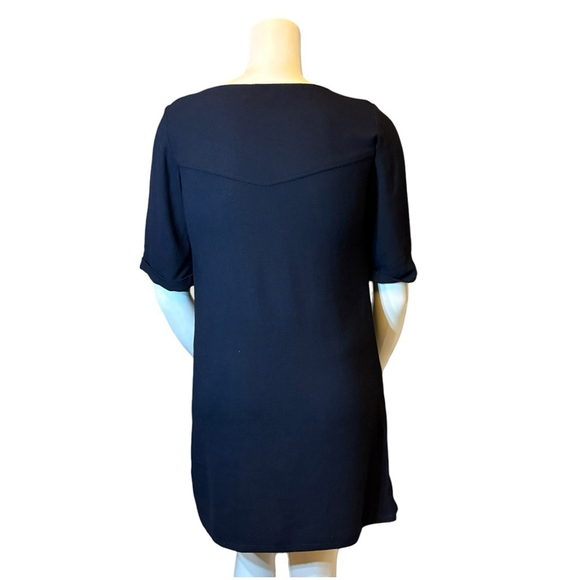 A.P.C. Rue Madame Paris Navy Crepe Dress Pockets, S - Picture 10 of 16